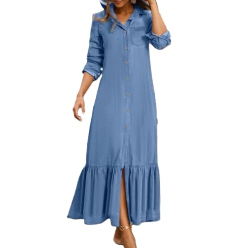 Amazon.com: Zhyaj Womens Spring Fall Long Sleeve Denim Dress 2024